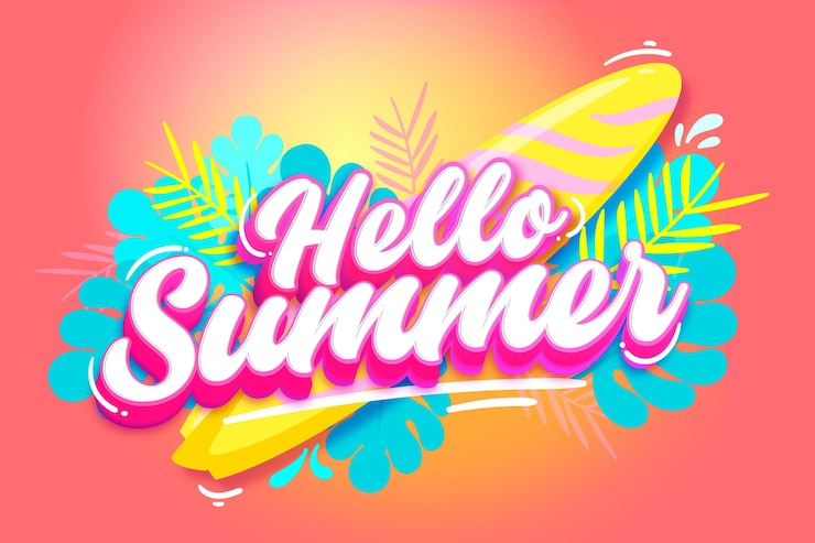 Free Vector hello summer lettering concept