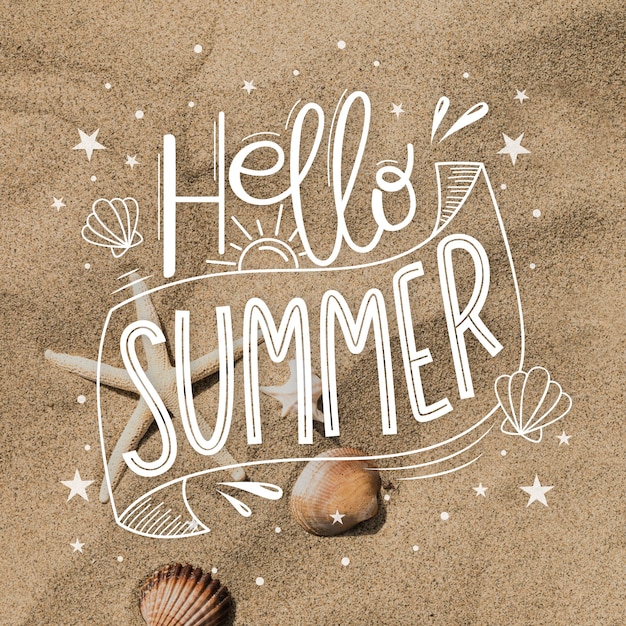 Free vector hello summer lettering design