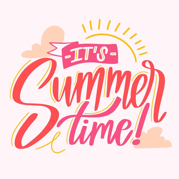 Free vector hello summer lettering message style