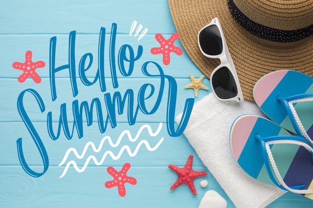 Free vector hello summer lettering quote