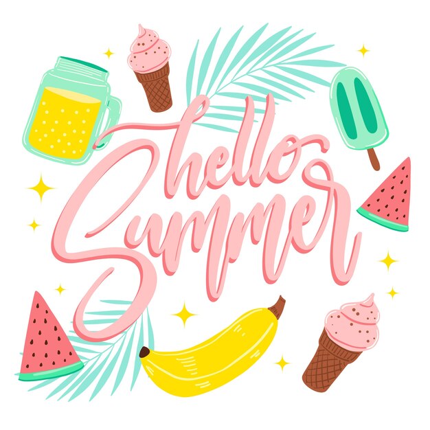 Привет лето надписи с мороженым