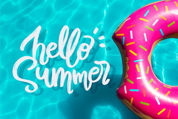 Hello summer lettering with photo