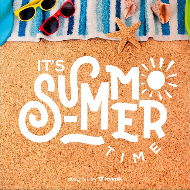 Hello summer lettering with photo