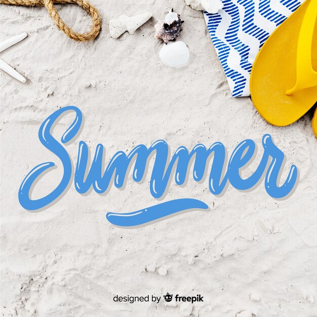 Hello summer lettering with photo