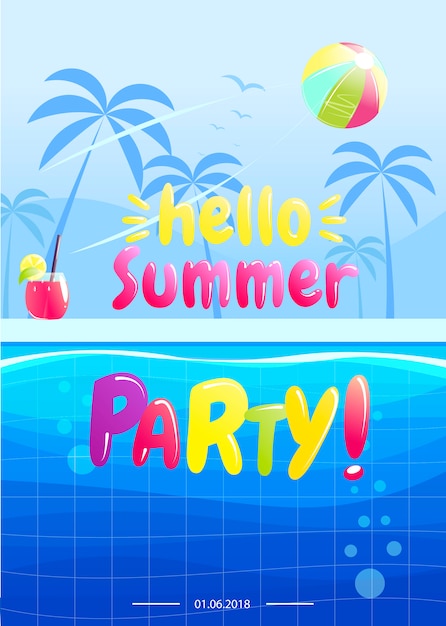 Free vector hello summer party banner design