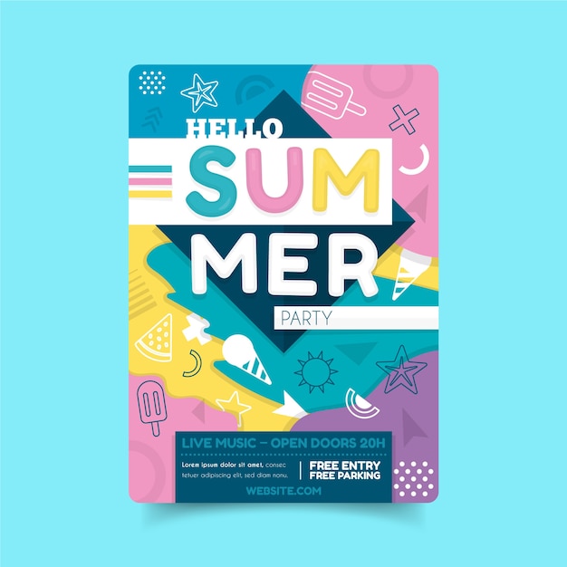 Hello summer party poster template