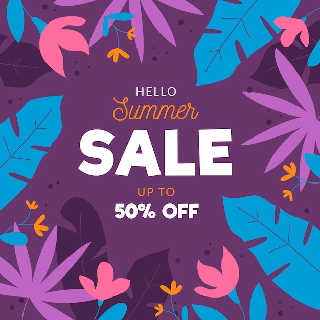 Hello summer sale with foliage