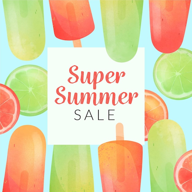 Hello summer sale with lime and popsicles