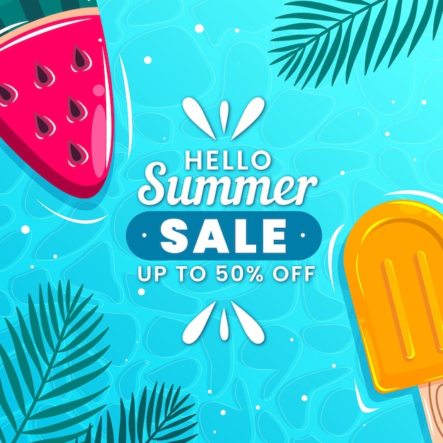 Free vector hello summer sale with popsicles