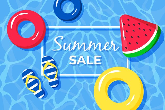 Hello summer sale with watermelon and water