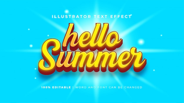 Бесплатное векторное изображение Текстовый эффект hello summer