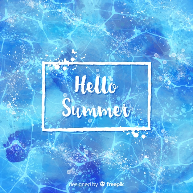 Free vector hello summer watercolor background