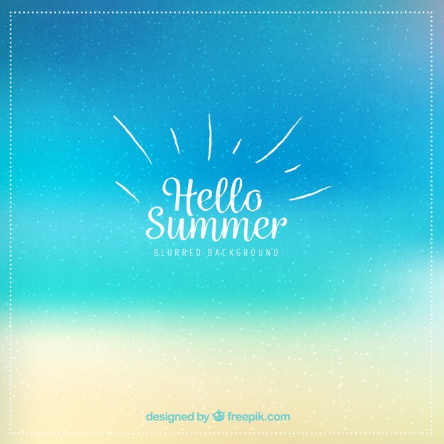 Free Vector hello summer with blurred background