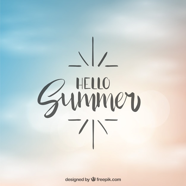 Free vector hello summer with blurred background