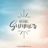 Free vector hello summer with blurred background