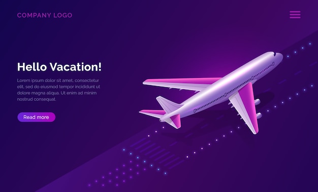 Free vector hello, vacation, travel concept plane taking off