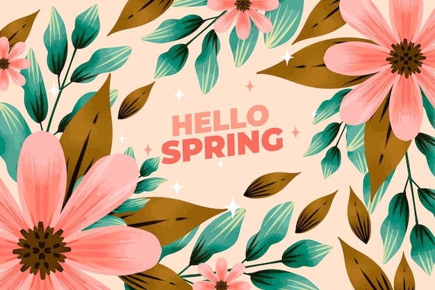 Free vector hello watercolor spring background