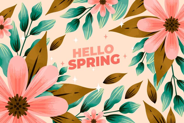 Hello watercolor spring background