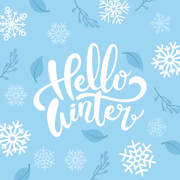 Free vector hello winter concept lettering
