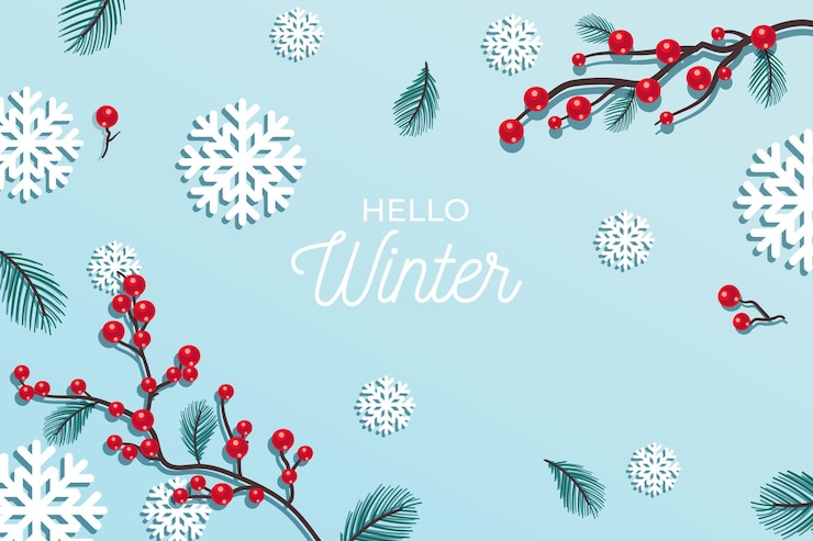Free Vector hello winter greeting on winter background