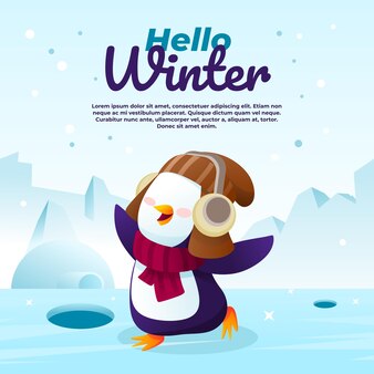 かわいい冬のキャラクターの背景 無料のベクター かわいい冬のキャラクターの背景 無料のベクター