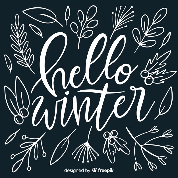 Hello winter lettering background
