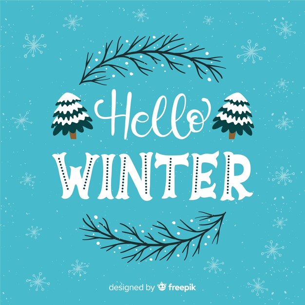 hello winter lettering background