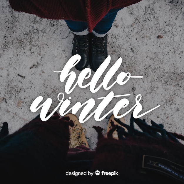 Vettore gratuito ciao lettering invernale