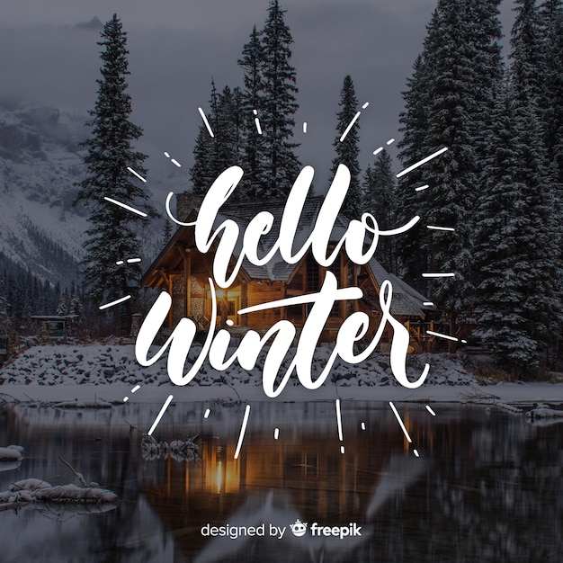 Vettore gratuito ciao lettering invernale