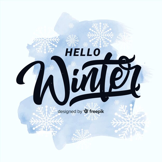 Hello winter lettering