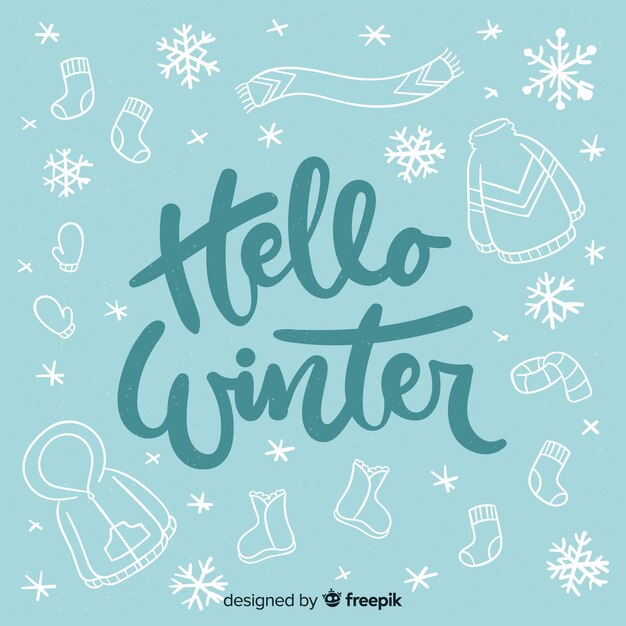 Free vector hello winter lettering