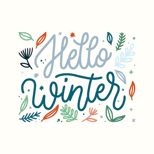 Hello winter lettering