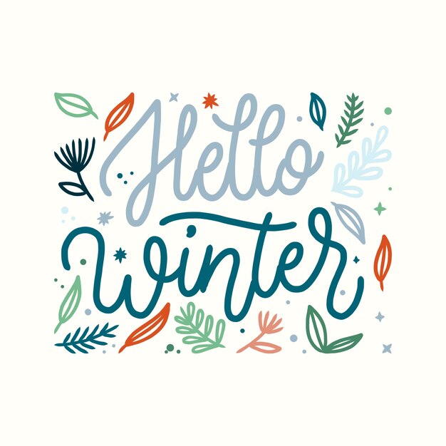 Hello winter lettering