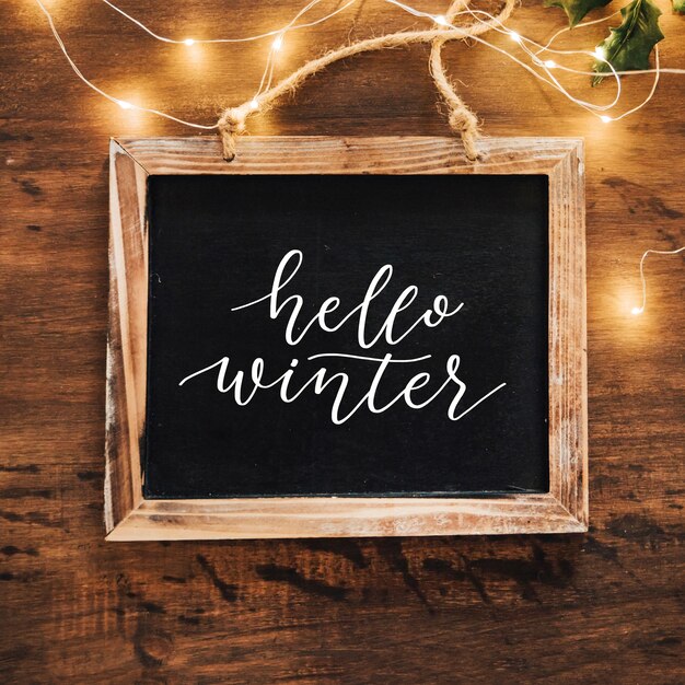 Hello winter lettering