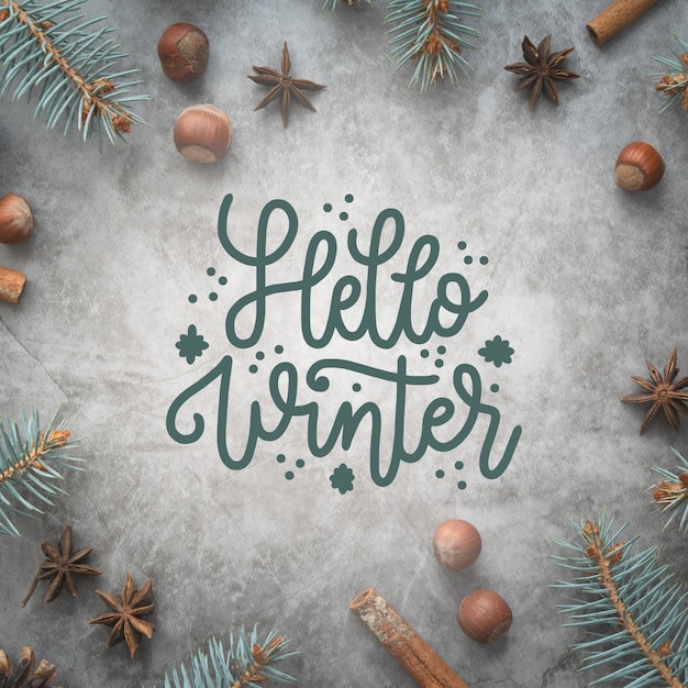 Hello winter lettering