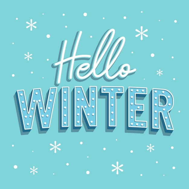 Free vector drawn winter wallpaper with hello winter message