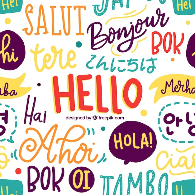 Схема слов Hello на разных языках