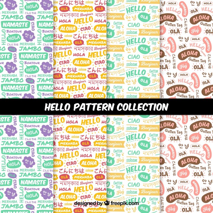 Free Vector hello words pattern in different languages