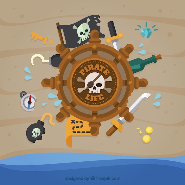 Бесплатное векторное изображение Шлем с пиратскими элементами