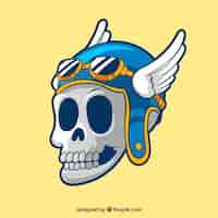 Free vector helmet skull with wings