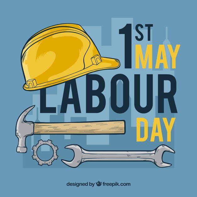 Helmet and tools labour day background