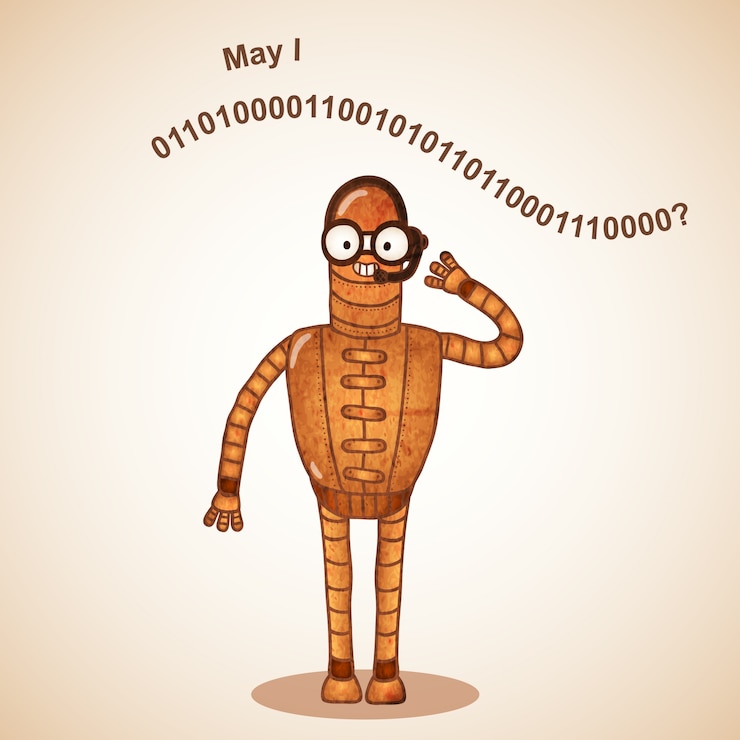 Free Vector help desk robot ready for service
