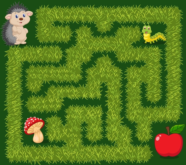 Help hedgehog to find way to apple fruit