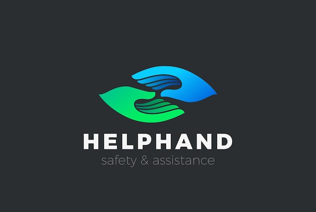 Free vector help support assistance safety two hands logo.