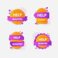Free vector help wanted label set design