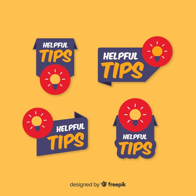 Helpful tips banners collection with lightbulbs