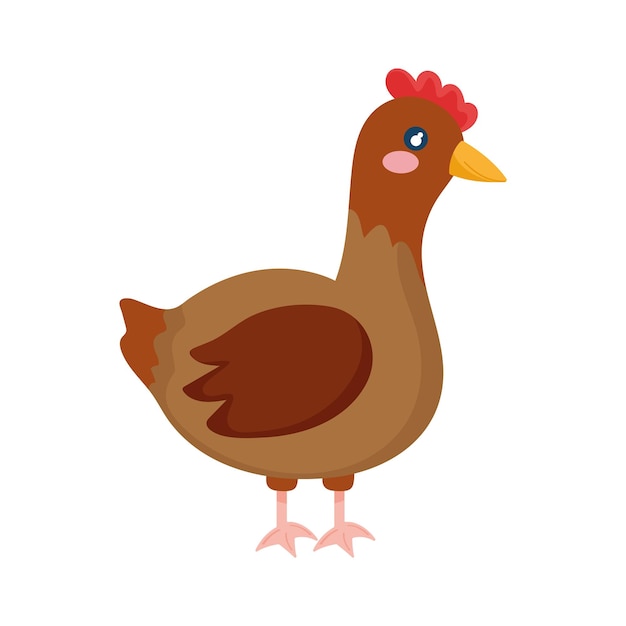 Vettore gratuito animale da fattoria dei cartoni animati di gallina