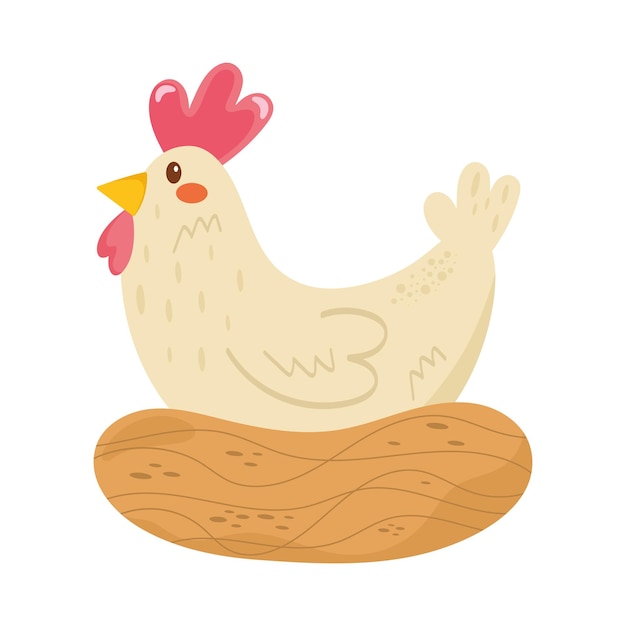 Free vector hen in nest