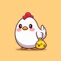 Free vector hen with chick cartoon illustration