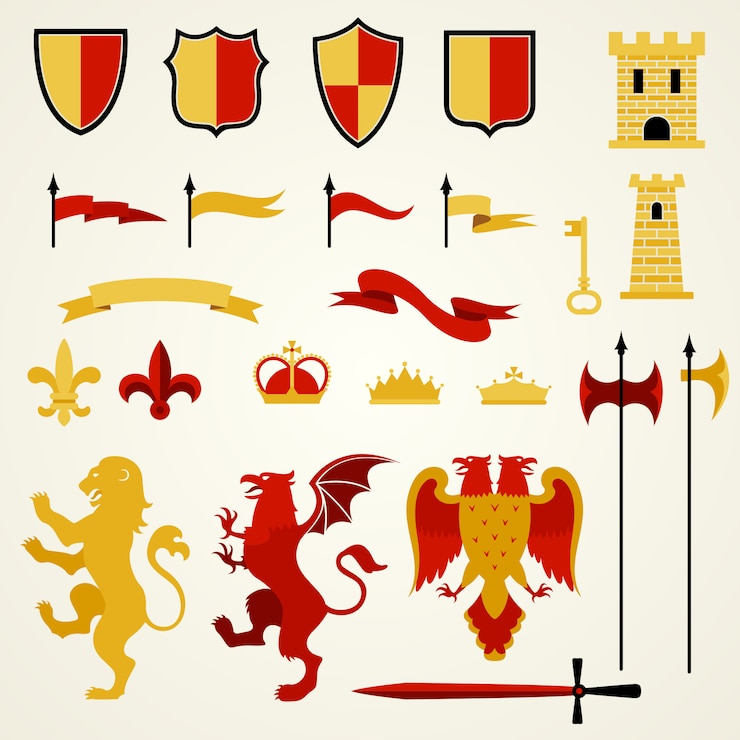 Free Vector heraldic elements set
